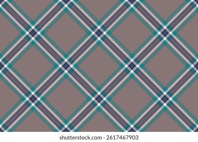 Uk plaid check vector, towel texture fabric pattern. Drapery seamless textile background tartan in pastel and cyan colors palette.