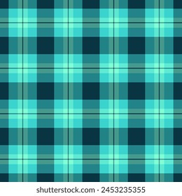 Patrón de tartán a cuadros del Reino Unido, control de textura sin costuras de flujo. Menú de tela de Vector de fondo textil en color verde azulado y cian.
