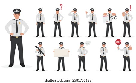 UK police officer character pack vector illustration