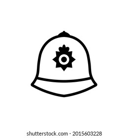 UK Police Officer Hat Outline Icon. Clipart Image Isolated On White Background