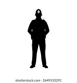 Uk Police silhouette vector flat illustration design.