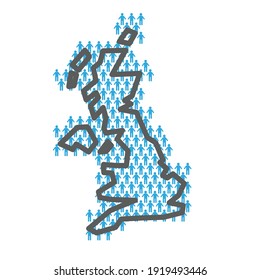 UK Population Map. Country Outline Made From People Figures