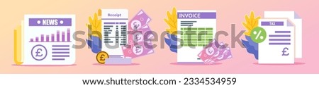 UK Pound Receipt and Documents Illustration