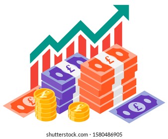 UK Pound Sterling Exchange Rate Value Price Increase up vector icon logo illustration design. United Kingdom currency finance and economy element. Can be used for web, mobile, infographic and print