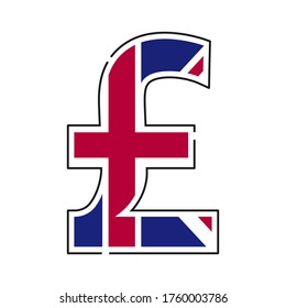 UK pound symbol. United kingdom currency with flag icon