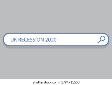 RECESIÓN del Reino Unido 2020 en una barra de búsqueda