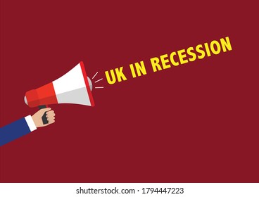 UK In Recession Megaphone Vector