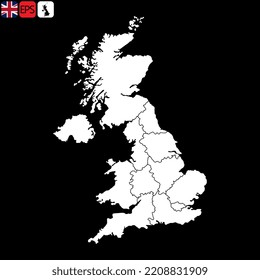 UK region map. Vector illustration.