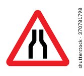 UK Road Narrows on Both Sides Ahead Sign