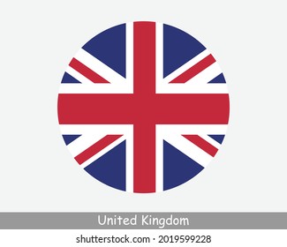 Bandera circular redonda del Reino Unido. Icono del botón circular del Reino Unido de Gran Bretaña e Irlanda del Norte. Vector EPS británico