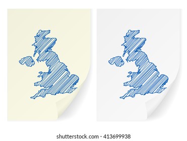UK scribble map on a white background.