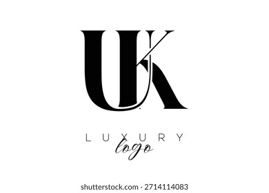 Logotipo de la tipografía del monograma de la letra de la serifa del Reino Unido para la identidad elegante de la marca de Premium