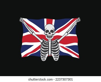 UK skull football fans flag