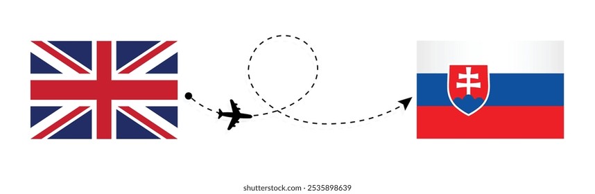 Reino Unido a Eslovaquia concepto de viaje de vuelo . Londres a Bratislava Pasajeros que viajan en concepto de avión