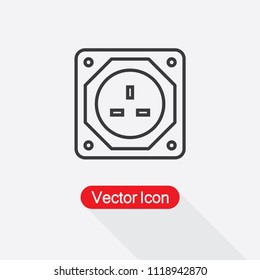 UK Socket Icon. Electricity Power Adapter Sign Vector Illustration Eps10