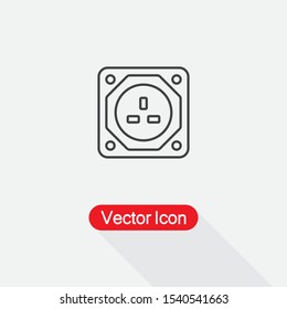 UK Socket Icon, Electricity Power Adapter Sign Vector Illustration Eps10
