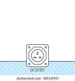 UK socket icon. Electricity power adapter sign. Circles seamless pattern. Background with icon. Vector