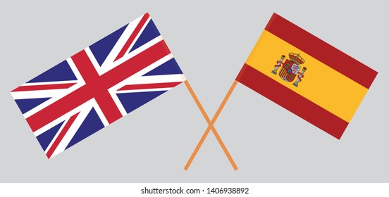 The UK and Spain. British and Spanish flags