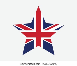 UK Star Flag. United Kingdom of Great Britain and Northern Ireland Star Shape Icon Symbol. Union Jack British Country National Vector Flat Illustration