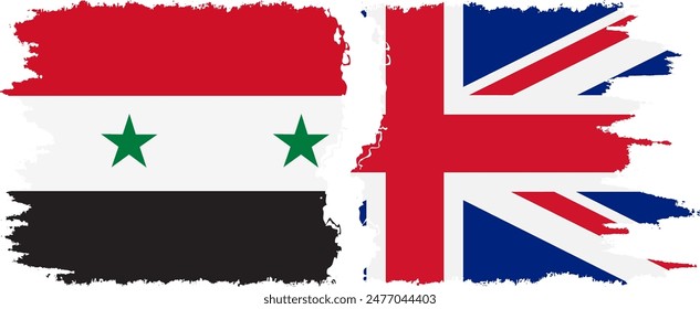 Reino Unido y Siria grunge banderas conexión, Vector