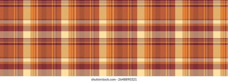 Uk texture pattern plaid, iconic vector background check. Repeating seamless tartan fabric textile in red and orange colors palette.