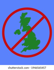 UK Travel Ban Concept. Traveling Restrictions During The Corona Virus Pandemic. Great Britain Map.