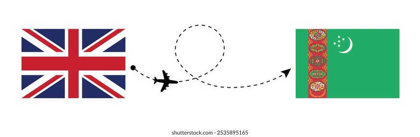 Viaje de Reino Unido a Turkmenistán . Londres a Ashgabat Pasajero que viaja en concepto aéreo 