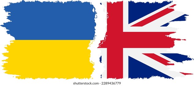 UK and Ukraine grunge flags connection, vector