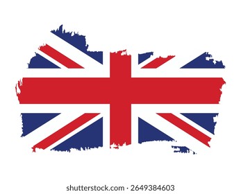 UK Union Jack flag in a creative brush stroke design symbolizing unity and heritage.