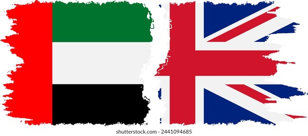 UK and United Arab Emirates grunge flags connection, vector