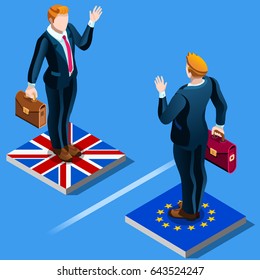 UK United Kingdom Brexit from the EU European Union infographics. Vector EU and British flags icons. Voting result Political crisis concept. infographic elements