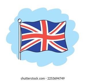UK, United Kingdom, British flag cartoon vector icon. Great Britain Union Jack.
