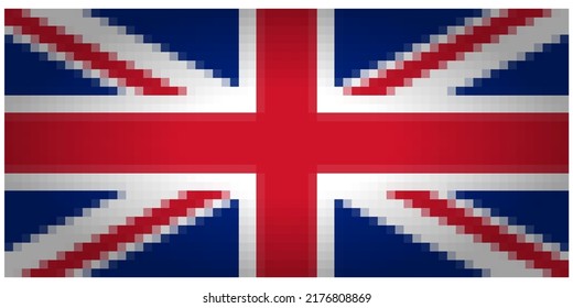 UK United Kingdom Flag Pixel Square Pattern Background Vector Wallpaper Illustration