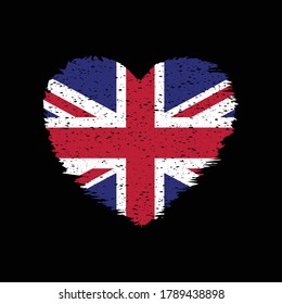 UK United Kingdom Heart Shape Flag Grunge Distress Vintage Style