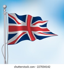 UK, United Kingdom, Union Jack Flag Waving In Sky