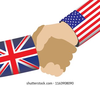 UK and USA Business handshake Brexit illustration