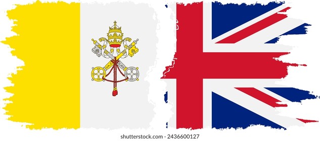 UK and Vatican grunge flags connection, vector