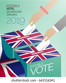 UK Vector voting box couple