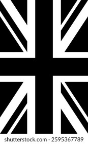 UK Vertical Flag, Vertical Flag United Kingdom (Black and White)