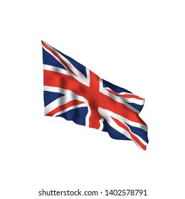 UK waving flag. Vector flag of United Kingdom with shadows and distortions isolated on white background