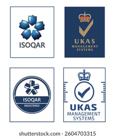 ukas management system and isoqar certification. Standard vector icon symbol.