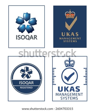 ukas management system and isoqar certification. Standard vector icon symbol.