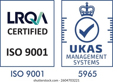 ukas management system and lrqa certification. Standard vector icon symbol.