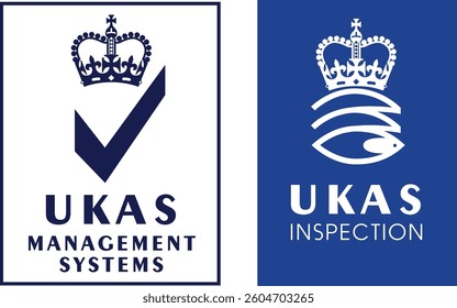ukas management system and lrqa certification. Standard vector icon symbol.