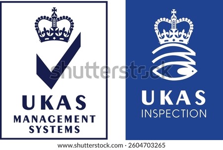 ukas management system and lrqa certification. Standard vector icon symbol.