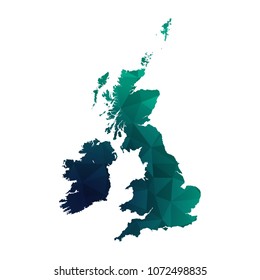 ukCounties map - Colorful Polygonal map of ukCounties rumpled triangular low poly style gradient graphic background , Vector illustration eps 10.
