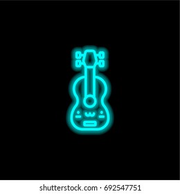Ukelele blue glowing neon ui ux icon. Glowing sign logo vector