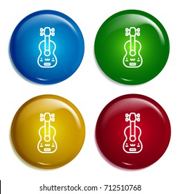Ukelele multi color gradient glossy badge icon set. Realistic shiny badge icon or logo mockup