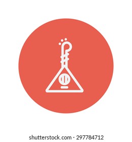 Ukelele thin line icon for web and mobile minimalistic flat design. Vector white icon inside the red circle