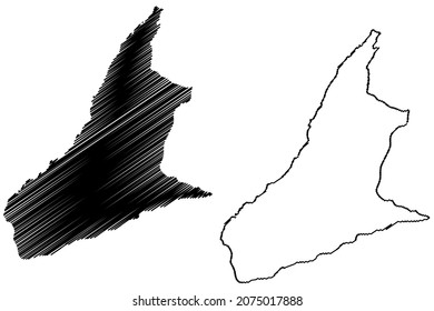 Ukhrul district (Manipur State, Republic of India) map vector illustration, scribble sketch Ukhrul map